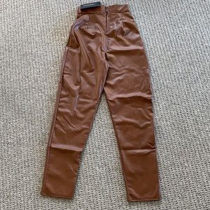 PrettyLittleThing Brown Faux Leather Trouser